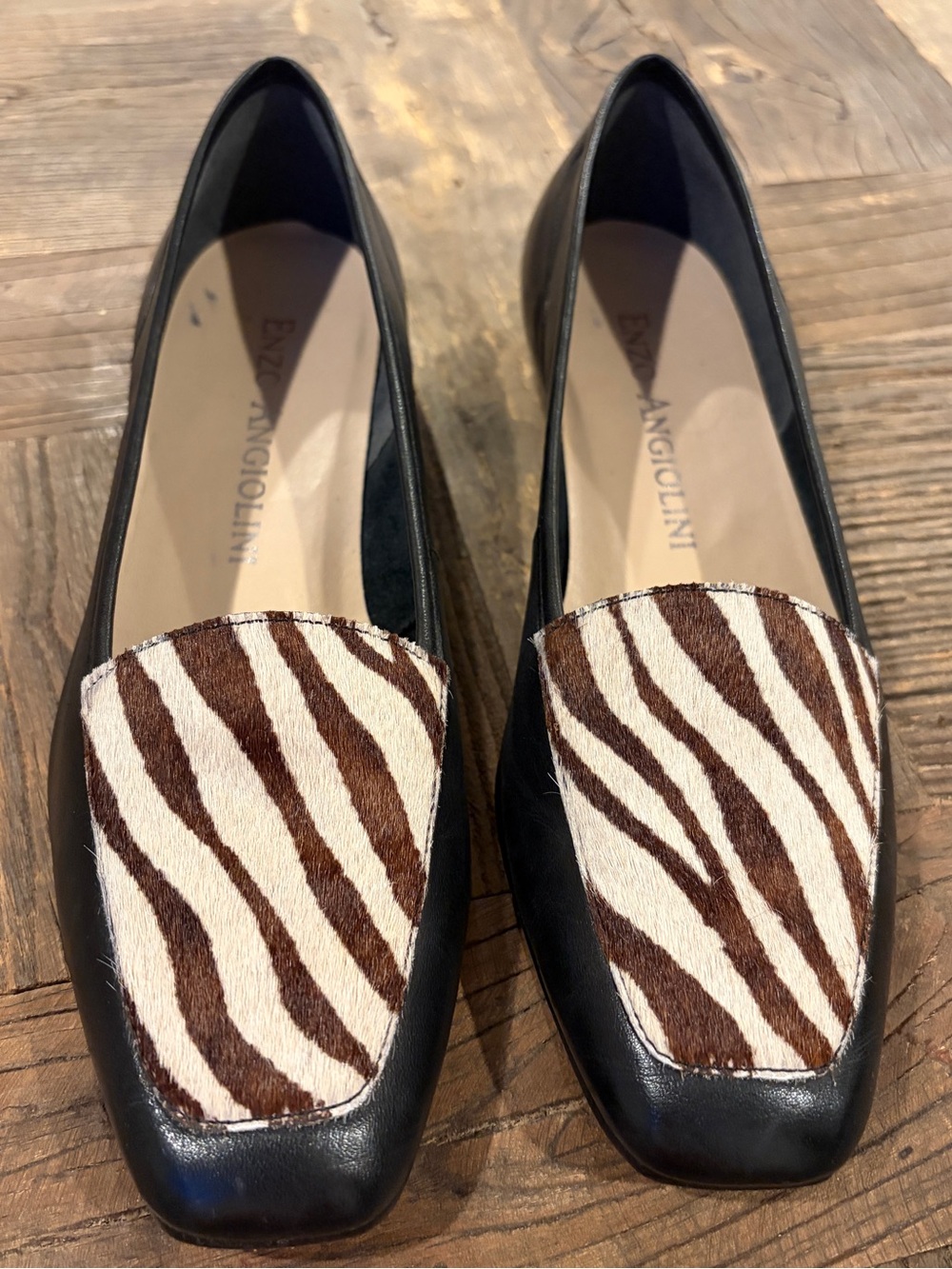 VTG Enzo Angiolini Liberty Zebra Calf Hair Leather Loafers Flats Size 8 Narrow